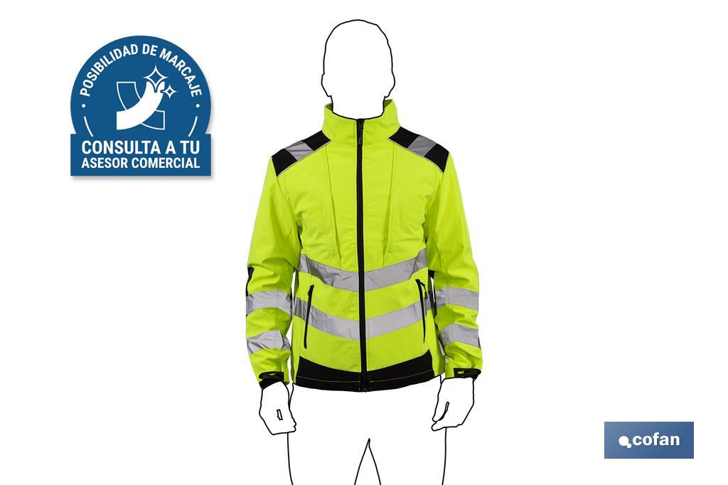 SOFTSHELL DE ALTA VISIBILIDAD MODELO ALFA CENTAURI AMARILLO Y NEGRO TALLA XXXL