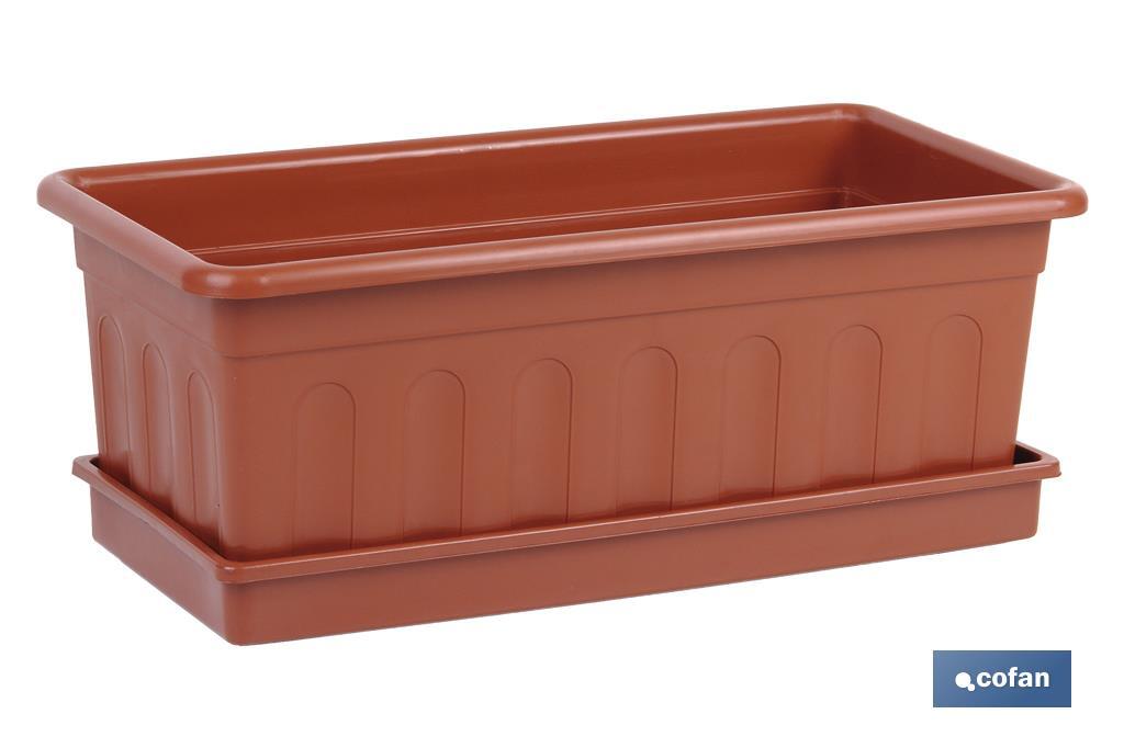 JARDINERA MARRON MODELO AZAHAR 50X21.5X16+PLATO 48X19.5CM