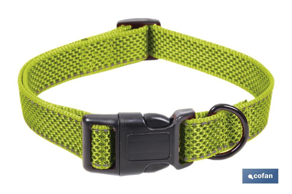 COLLAR PARA PERROS REFLECTANTE VERDE MODELO GOLFO 1,5 X 30-45 CM