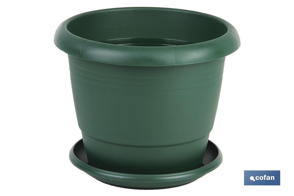 MACETA VERDE MODELO GARDENIA 35X28.8+ PLATO28 cm venta unitaria